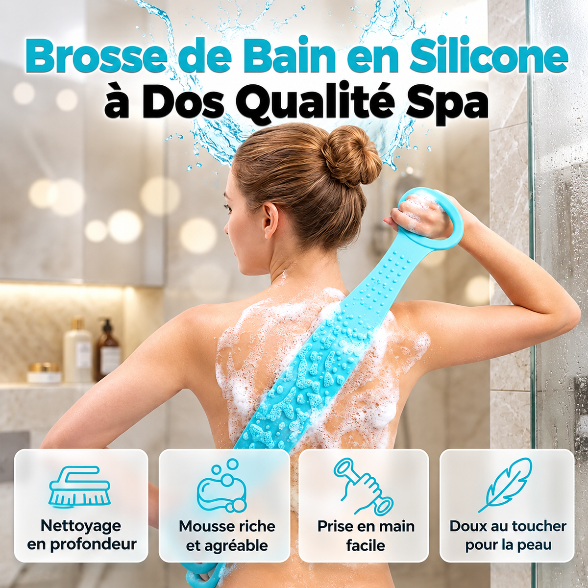 Brosse dorsale en silicone double face