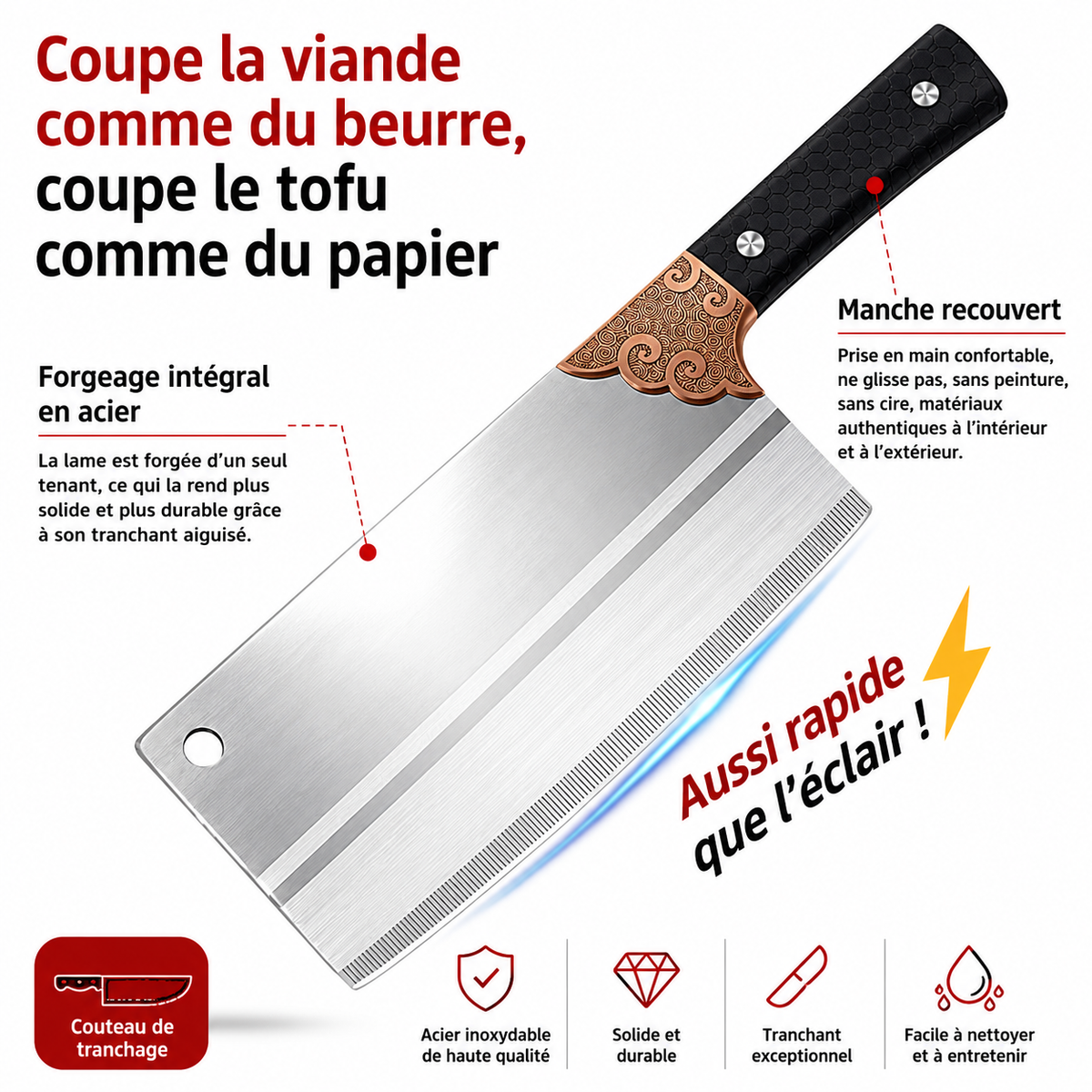 🔪 Couteau de Chef Premium TitanCut™ | Tranchant Professionnel en Acier Inoxydable ( 🔪 Une Qualité Professionnelle Pour des Découpes Précises )
