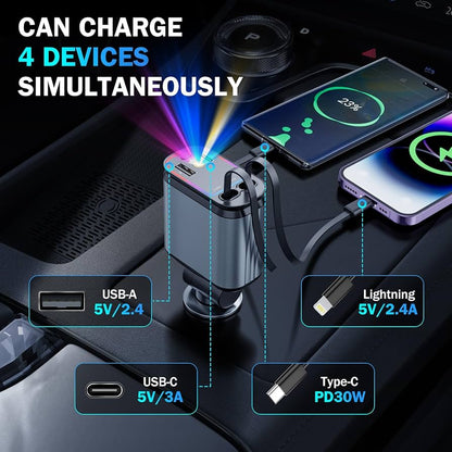 Chargeur rapide pour voiture avec éclairage d'ambiance ciel étoilé