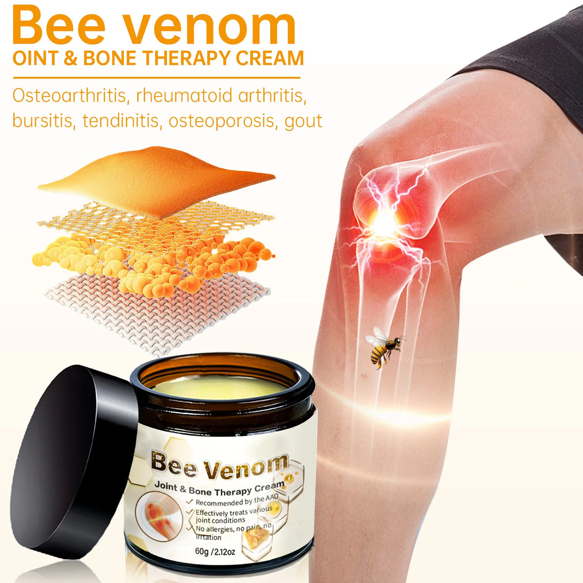 CRÈME AU VENIN D'ABEILLE eleminez les douleurs musculaires en seulement 1 semaines