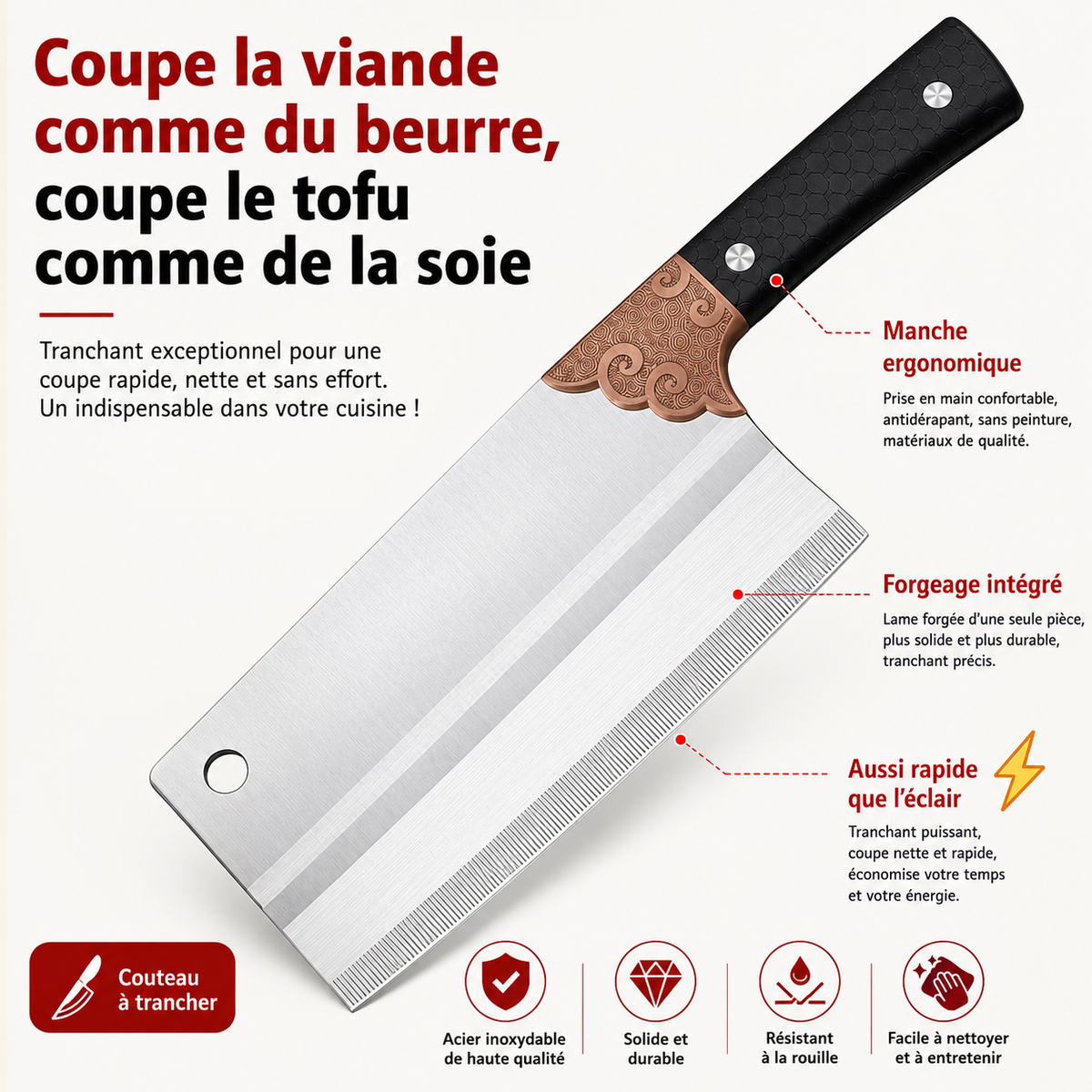 🔪 Couteau de Chef Premium TitanCut™ | Tranchant Professionnel en Acier Inoxydable ( 🔪 Une Qualité Professionnelle Pour des Découpes Précises )