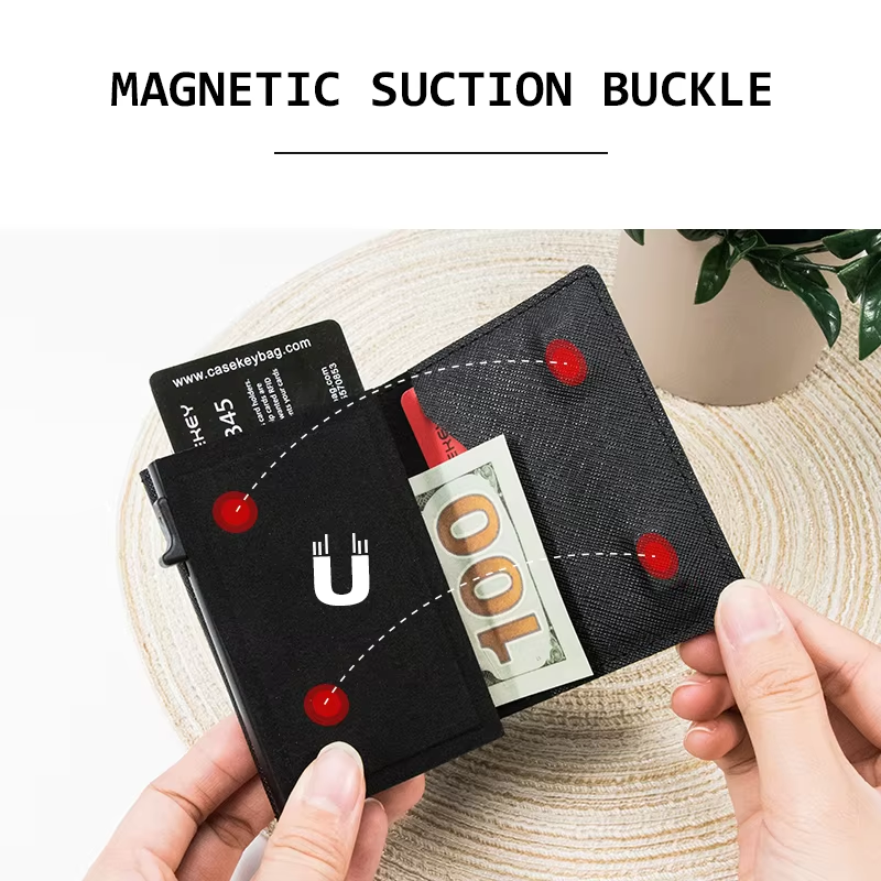 Portefeuille en cuir avec fermeture magnétique et blocage RFID Portefeuille pour homme avec fermeture magnétique