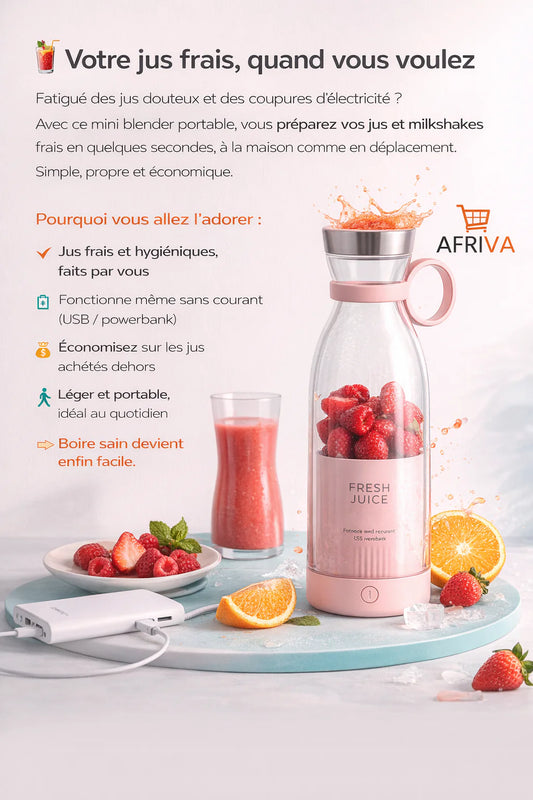 Mixeur Portable USB- Vos jus frais en 30 secondes, partout et sans coupure