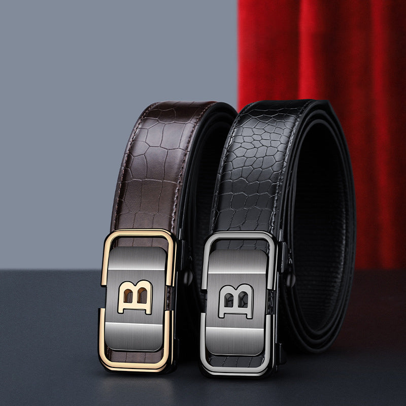 Ceinture homme motif crocodile – Boucle automatique, ajustement sans trous & look luxe 💼🐊