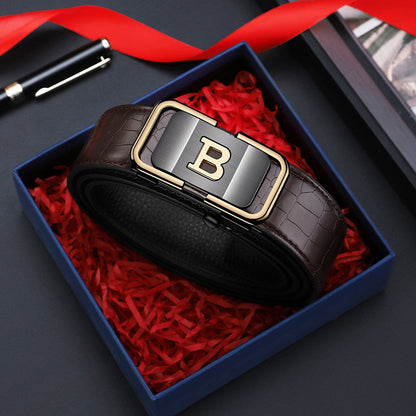 Ceinture homme motif crocodile – Boucle automatique, ajustement sans trous & look luxe 💼🐊