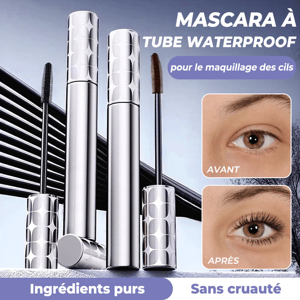 Mascara Tubulaire Noir/Marron – Tenue 24h, Volume, Séparation, Facile à Retirer, Formule Végétale