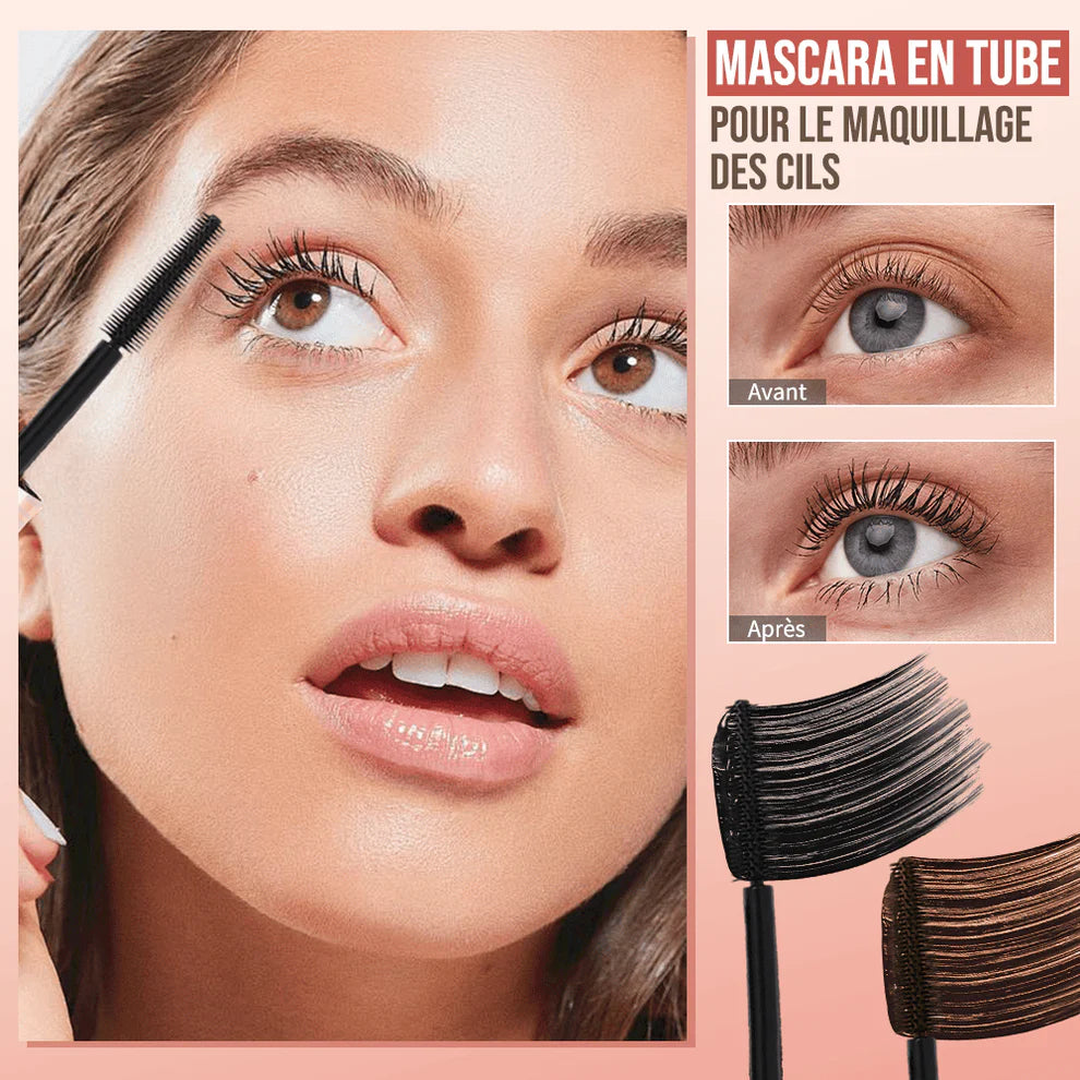 Mascara Tubulaire Noir/Marron – Tenue 24h, Volume, Séparation, Facile à Retirer, Formule Végétale
