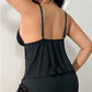 Ensemble pyjama pour femme composé d’un caraco et d’un short à bordures en dentelle