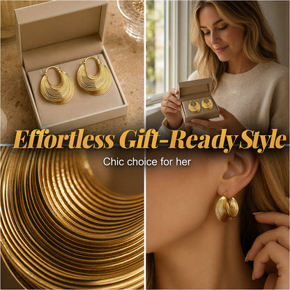 Boucles d'oreilles créoles texturées pour femme