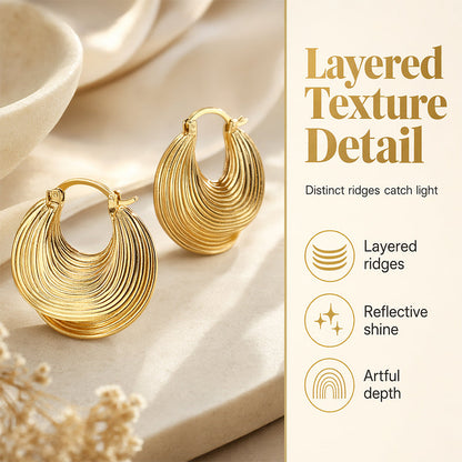Boucles d'oreilles créoles texturées pour femme