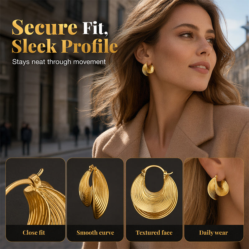 Boucles d'oreilles créoles texturées pour femme