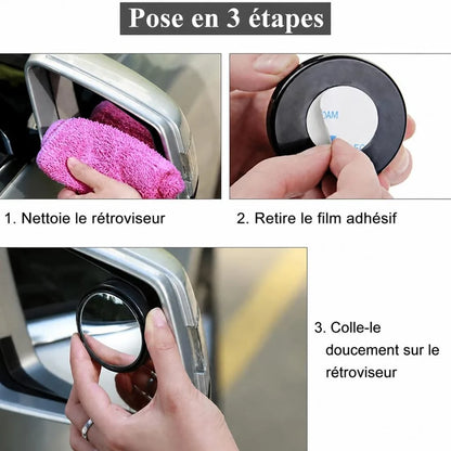 Miroirs d'angle mort 360°, la paire pour voiture et pick-up